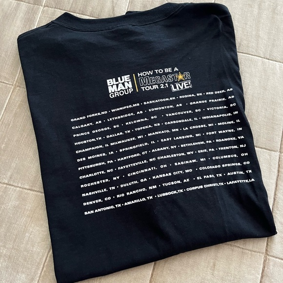 Vintage Blue Man Group How To Be A Megastar 2.1 Live! Tour Shirt Sz 2XL/ Black - Picture 7 of 9